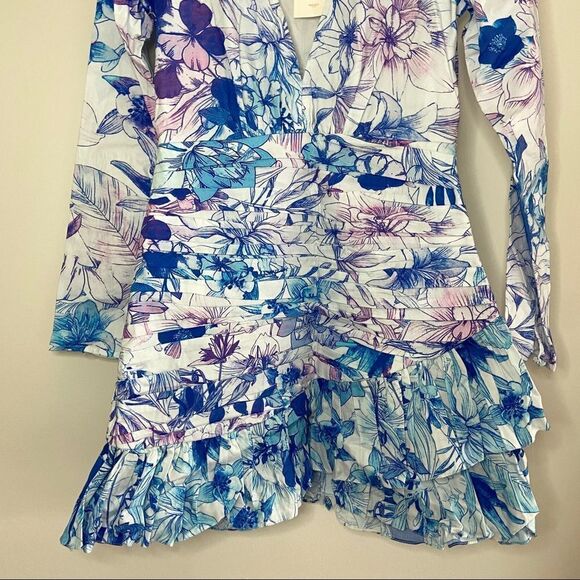 ROCOCO SAND Amaya Ruched Mini Dress In Blue Sz S - Picture 5 of 9